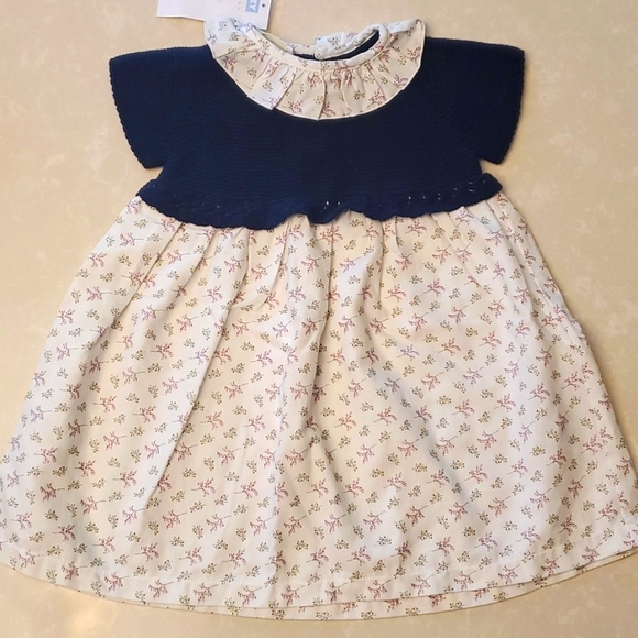 NWT baby girl's European navy floral dress - Picture 1 of 5
